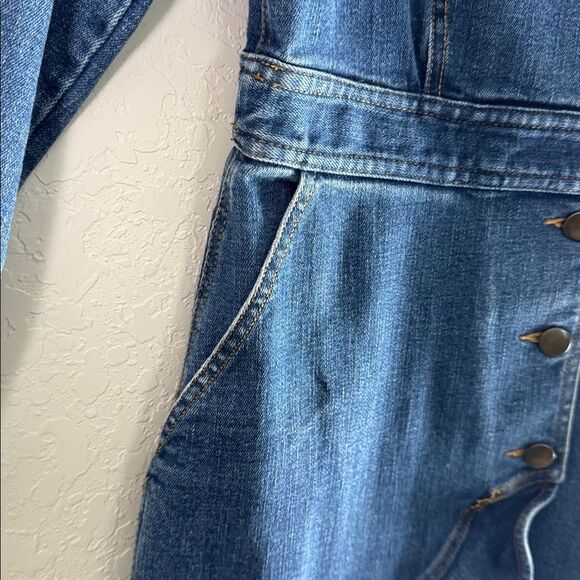 AMUR Sammy Denim Dress Size 6 Puff Sleeve Button Front Ruffle - Picture 6 of 14